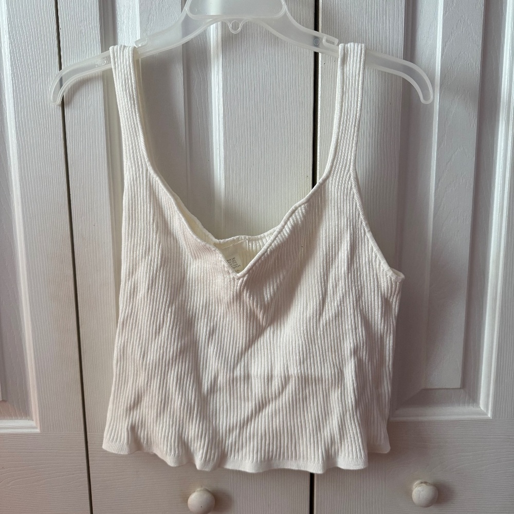 White Ribbed Tank Top H&M